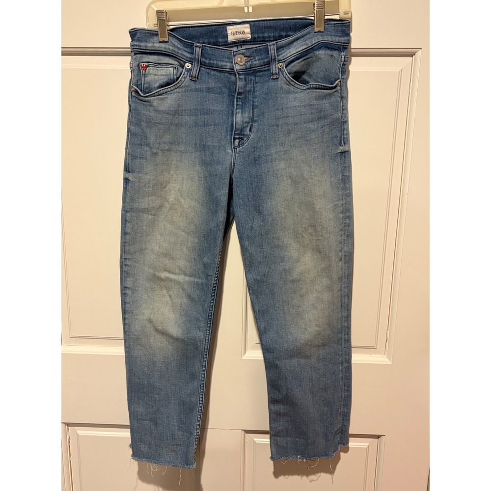 Hudson Fallon Crop Alta Jeans High Rise Straight Raw Hem Blue Size 29 WMCR216DLH
